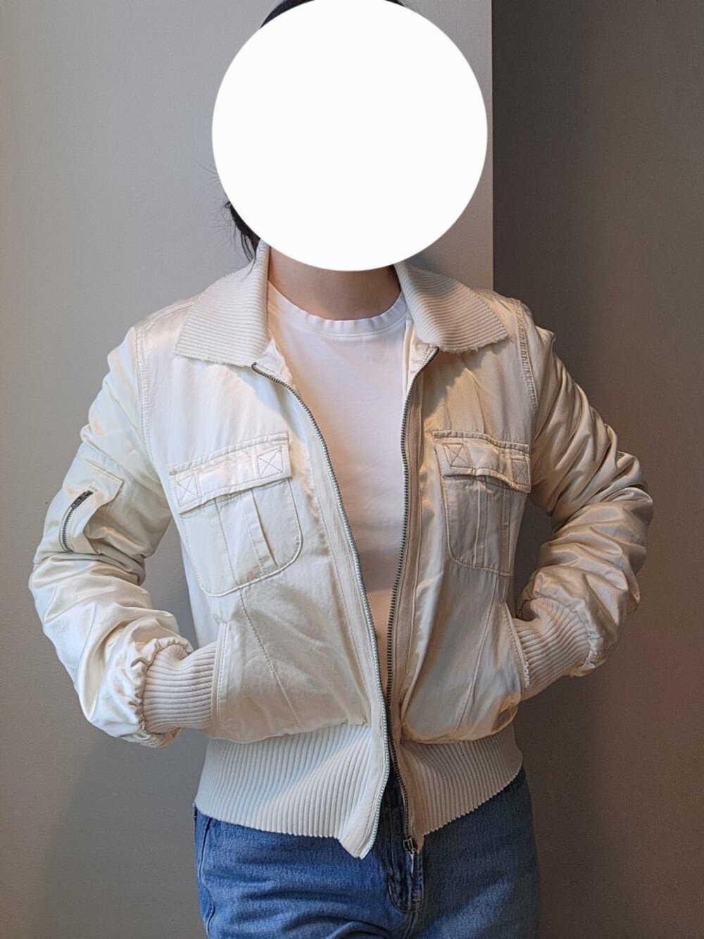 white Joie satin bomber jacket